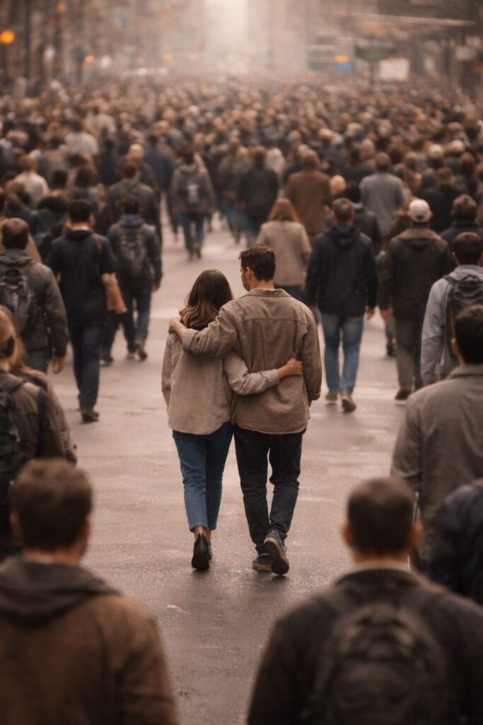 Paar in anonymer Stadt